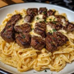 Cajun Steak Tips with Cheesy Parmesan Linguine