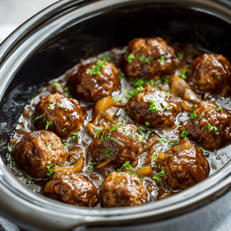 Easy Crock Pot French Onion Meatballs