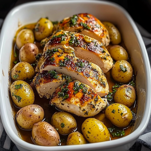 Garlic Herb Roasted Chicken Breast with Baby Potatoes