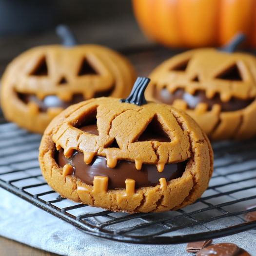 Milk Chocolate Stuffed Jack-O’-Lantern Cookies